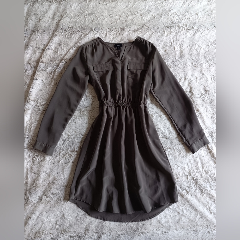 Mossimo Supply Co Gray V-Neck Long Sleeve Sundress